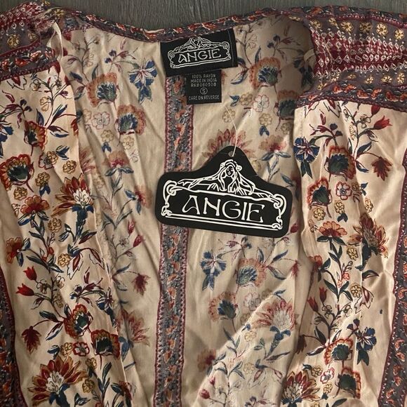 Angie Kimono Duster NEW Floral Boho Rayon Swim Coverup Vacation - Picture 2 of 9